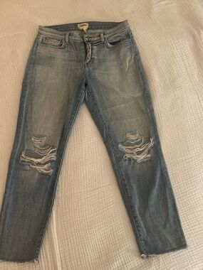 L'AGENCE Light Blue Distressed Ankle Skinny Jeans